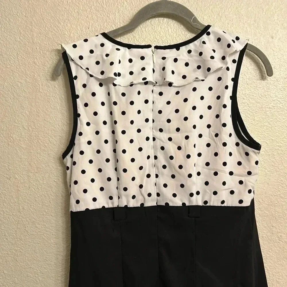 Alyx Women Black White Polka Dot Sleeveless Dress Size 4 - Picture 6 of 7